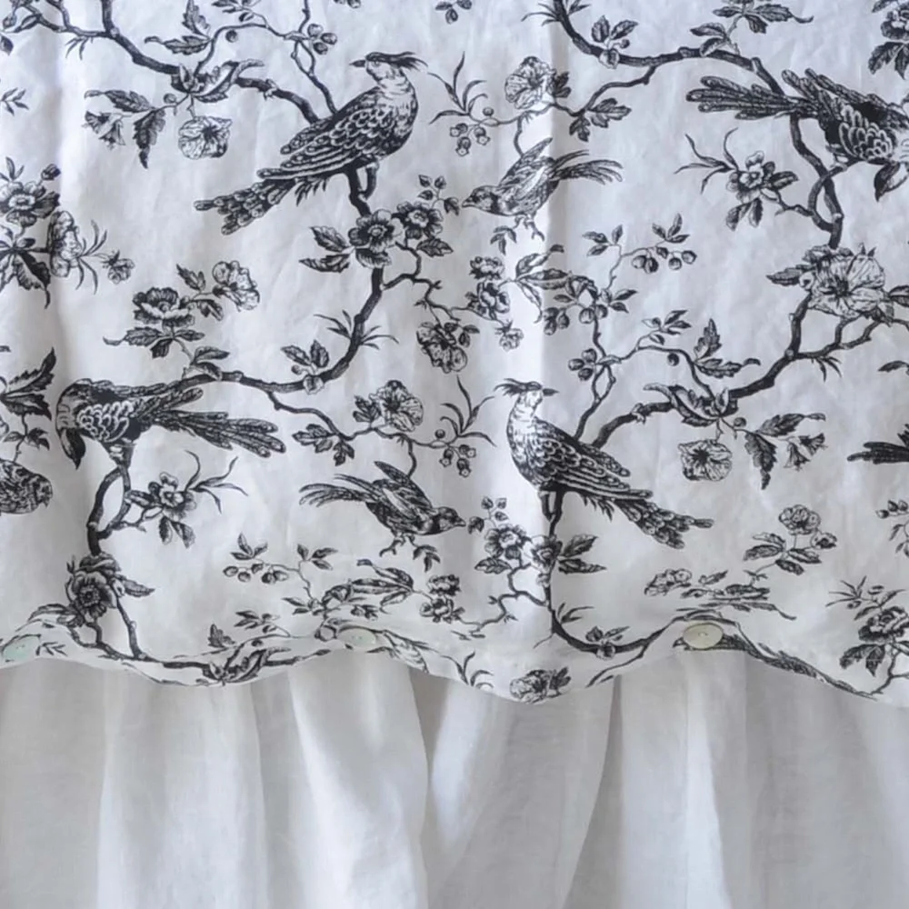 Bella Notte Linen Bird Toile Duvet Cover